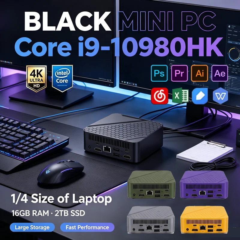 Pc Gaming Editing - كمبيوتر محمول صغير ملون، معالج Intel
