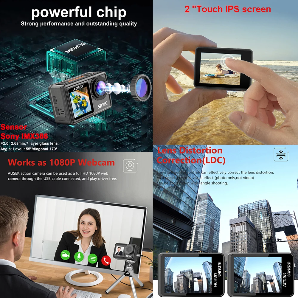 كاميرا أكشن AUSEK M81TR بدقة 5 - مراجعة Webcam 4K وسعره